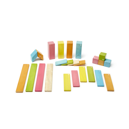 Magnetic Wooden Blocks, 24-Piece Set, Tints -  TEGU, 24P-TNT-306T